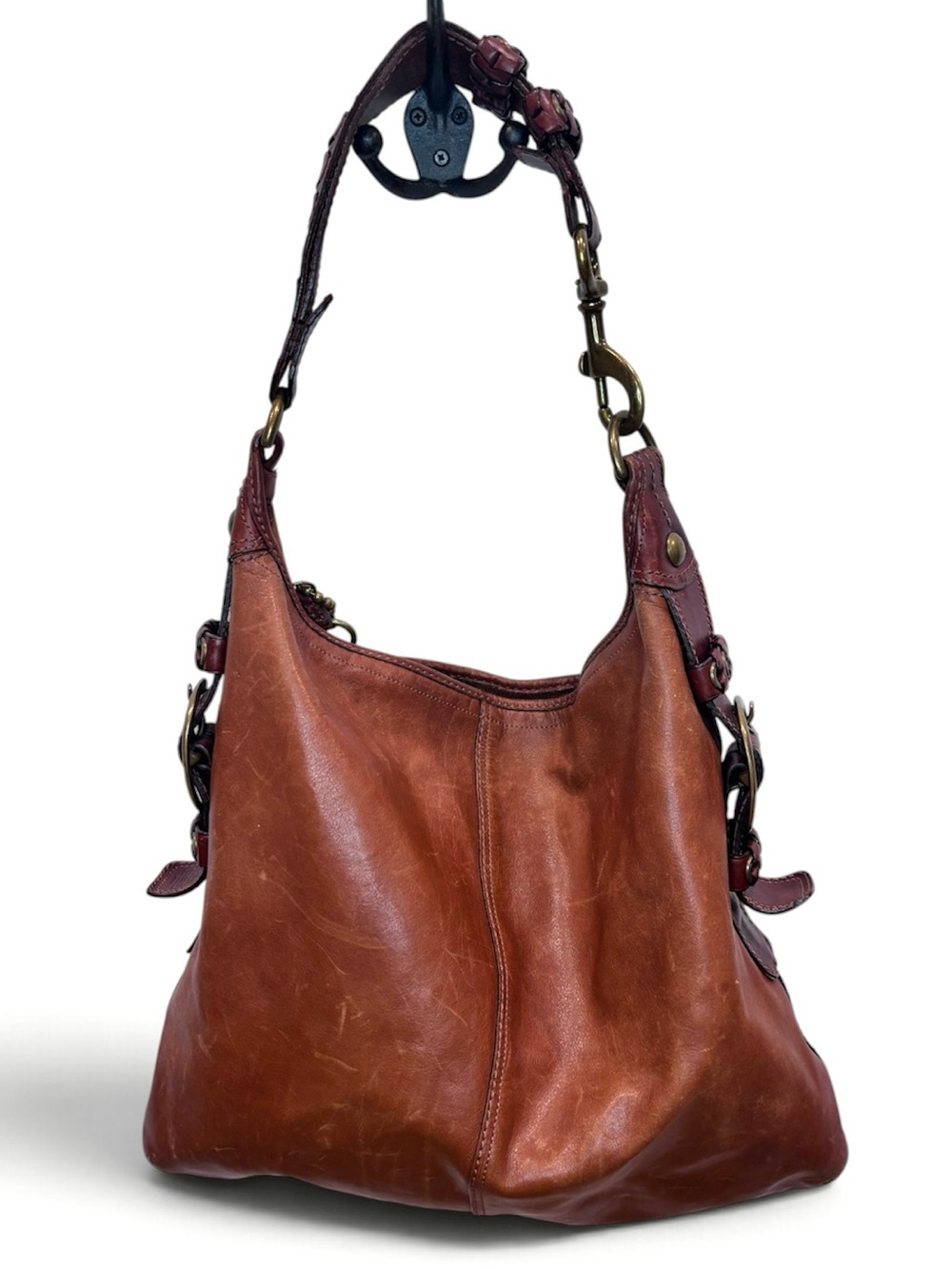 COACH LARGE BLEEKER FELICIA COGNAC LEATHER HOBO